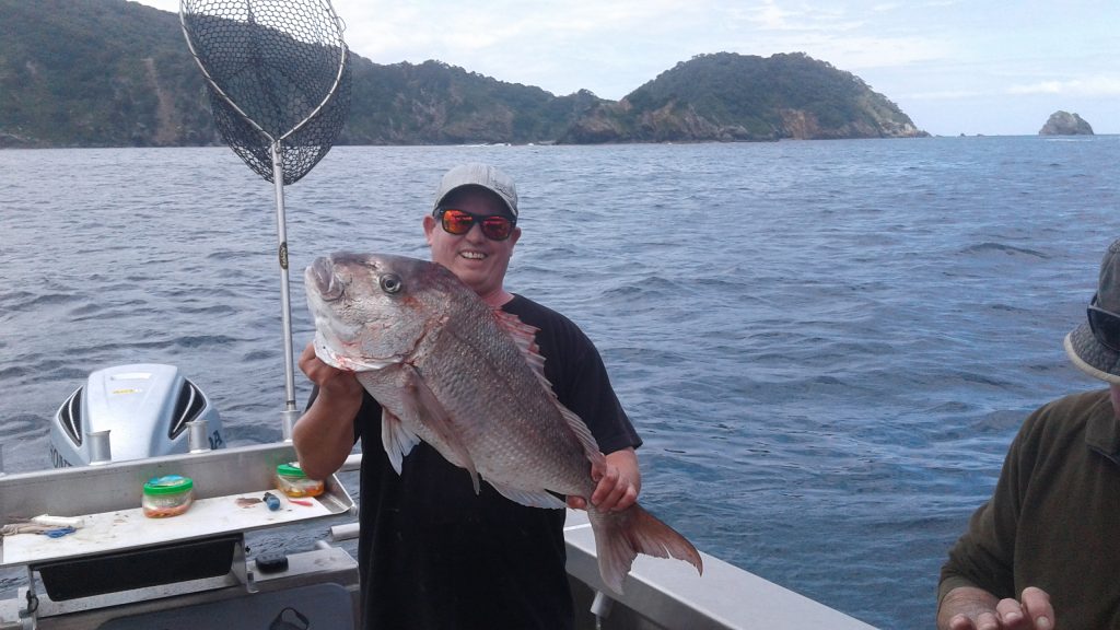 Fishing charters from Mangawhai - a personal best Snapper caught on a Fishmeister fishing charter
